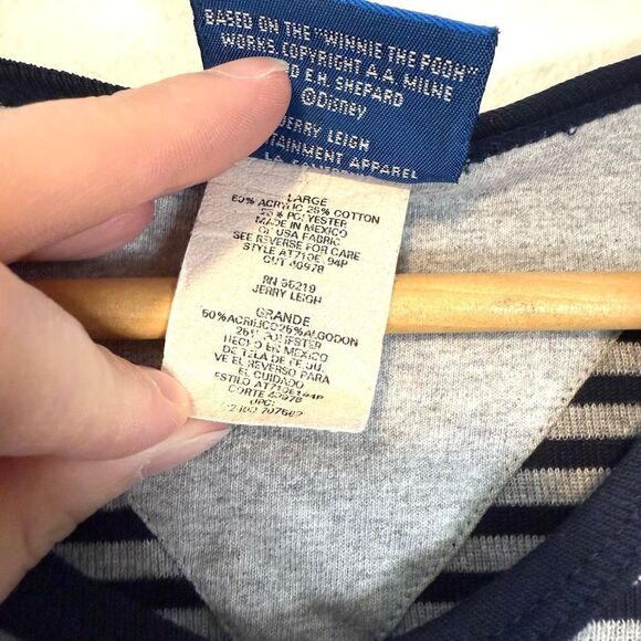 Vintage 90s Winnie the Pooh Embroidered another Free is the Way to Be Striped Te - Picture 6 of 9